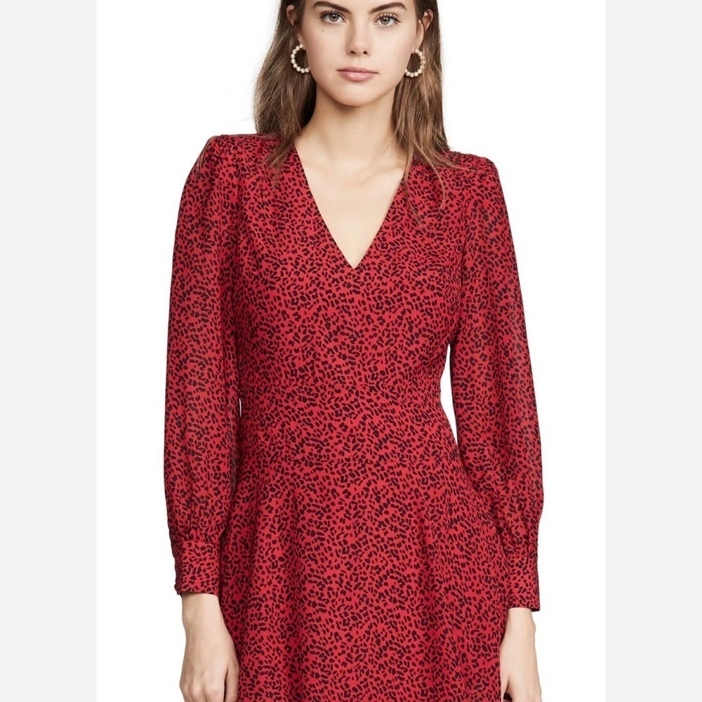 Alice + Olivia Red Animal Print Long Sleeve Dress size 6